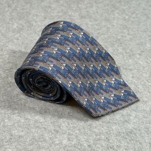 Battistoni Roma Silk Tie Italy Vintage Blue Geometric Designer Necktie 55x3.75in